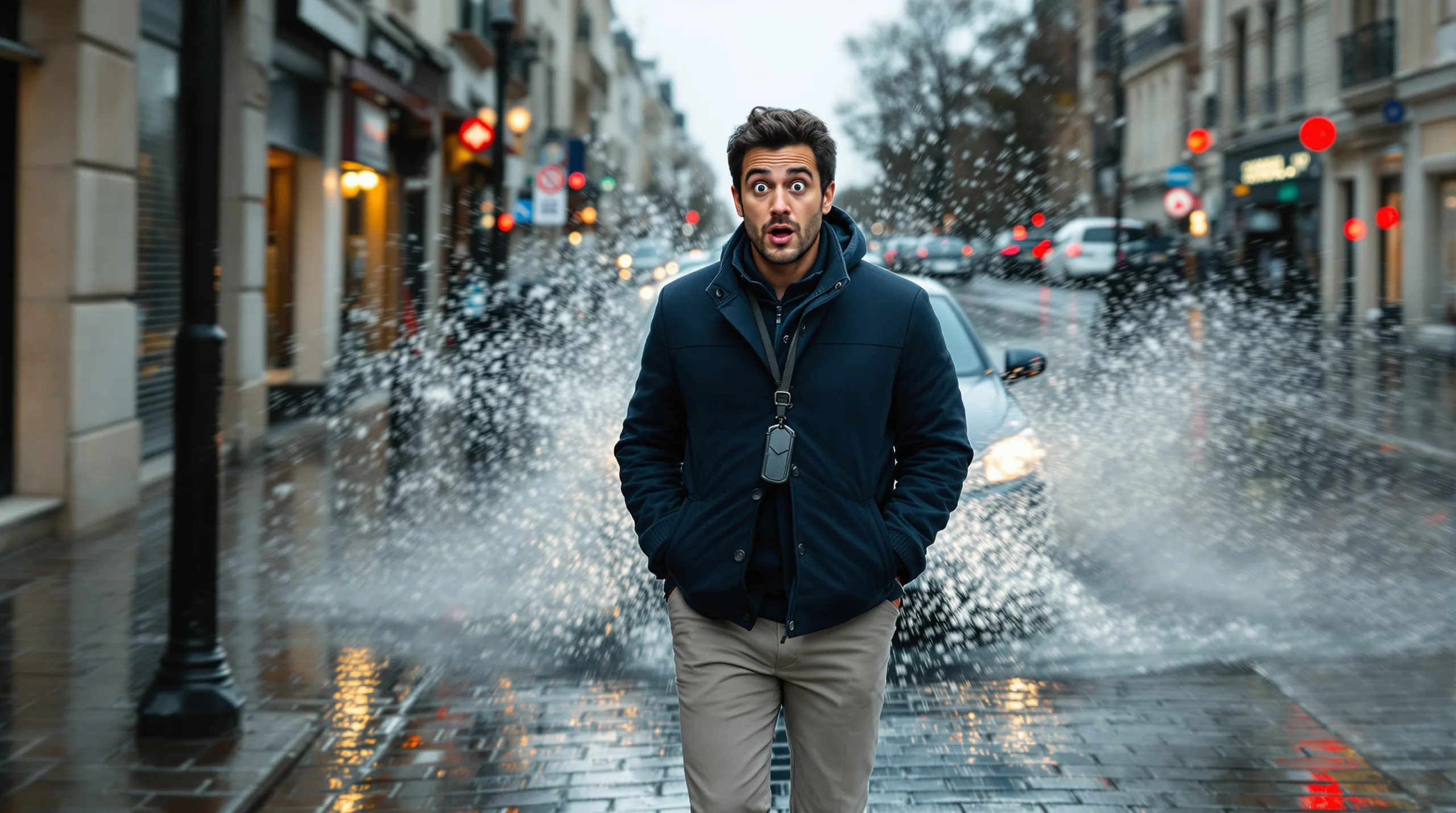 Éclabousser un piéton : oui, vous risquez une amende salée pour « défaut de maîtrise »