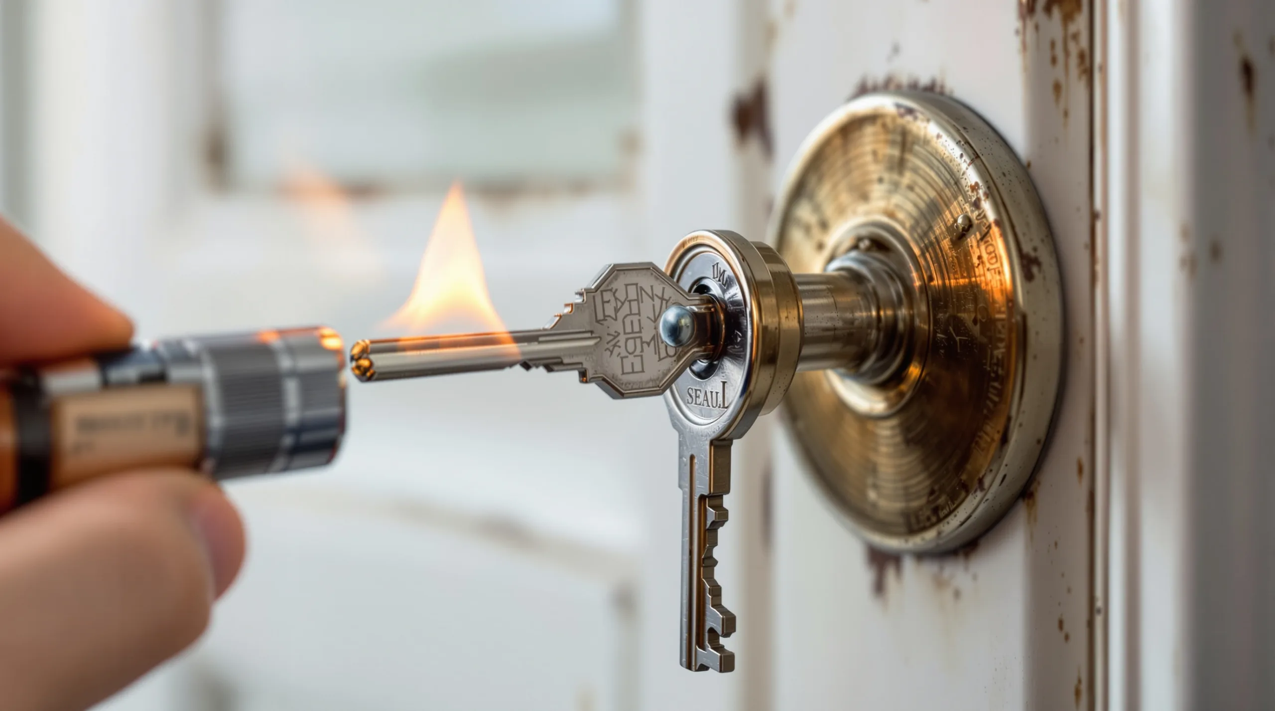 La clé ne tourne pas dans la serrure ? Chauffez la clé avec un briquet, pas la serrure