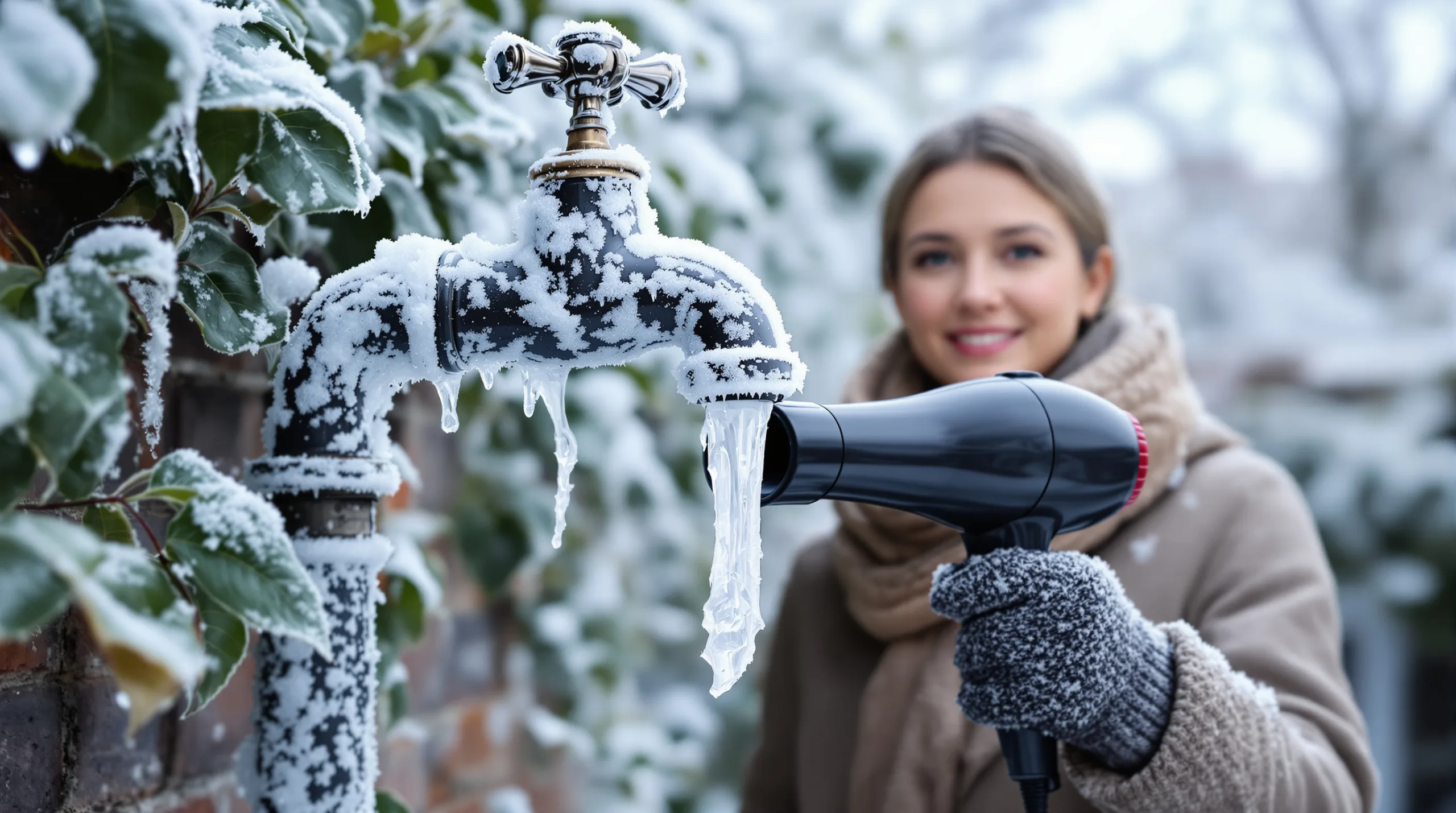 Le robinet de jardin a gelé ? Surtout ne l’ouvrez pas en force, utilisez un sèche-cheveux