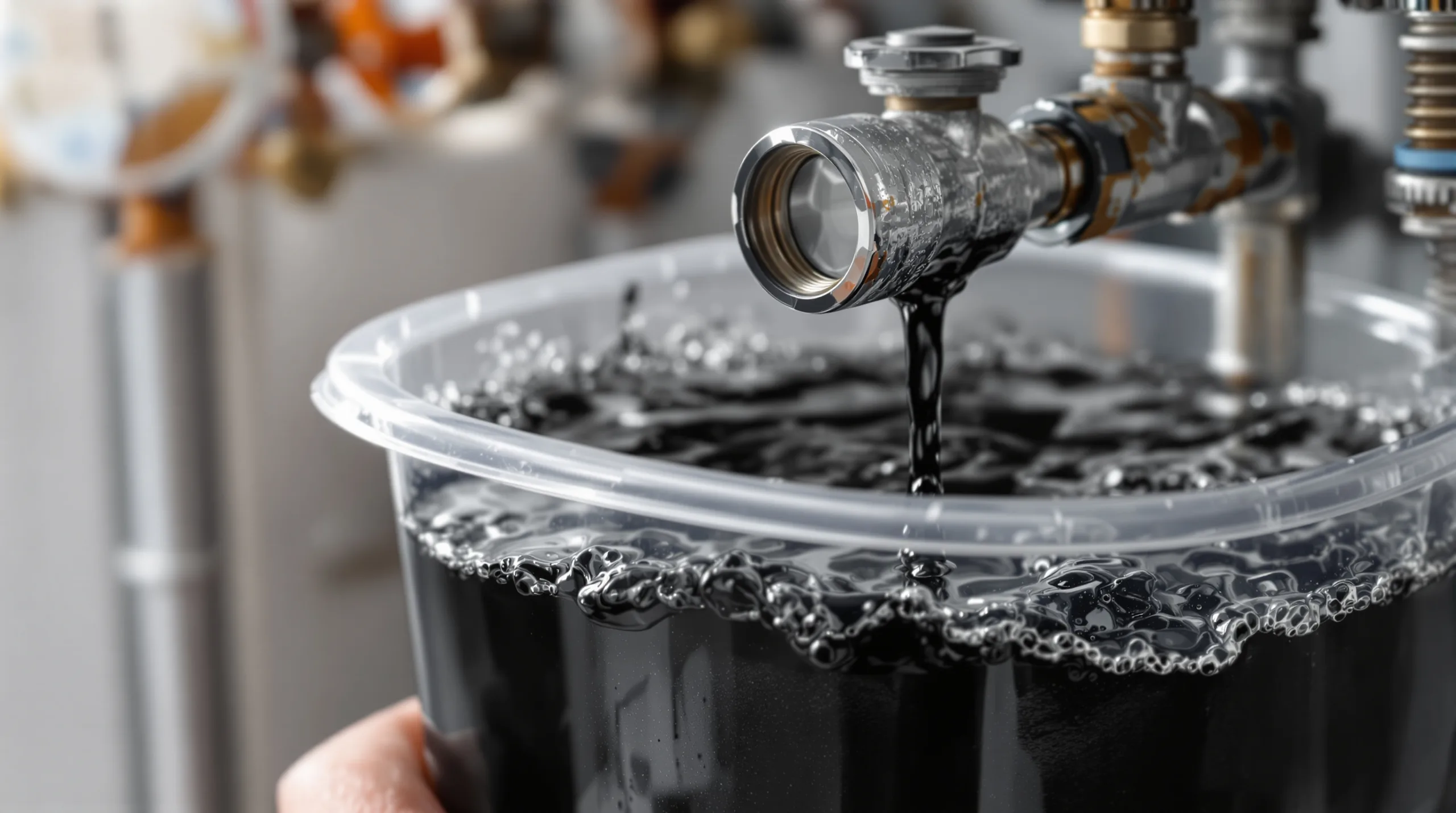 L’eau de purge est noire ? Votre circuit est emboué, le rinçage est urgent