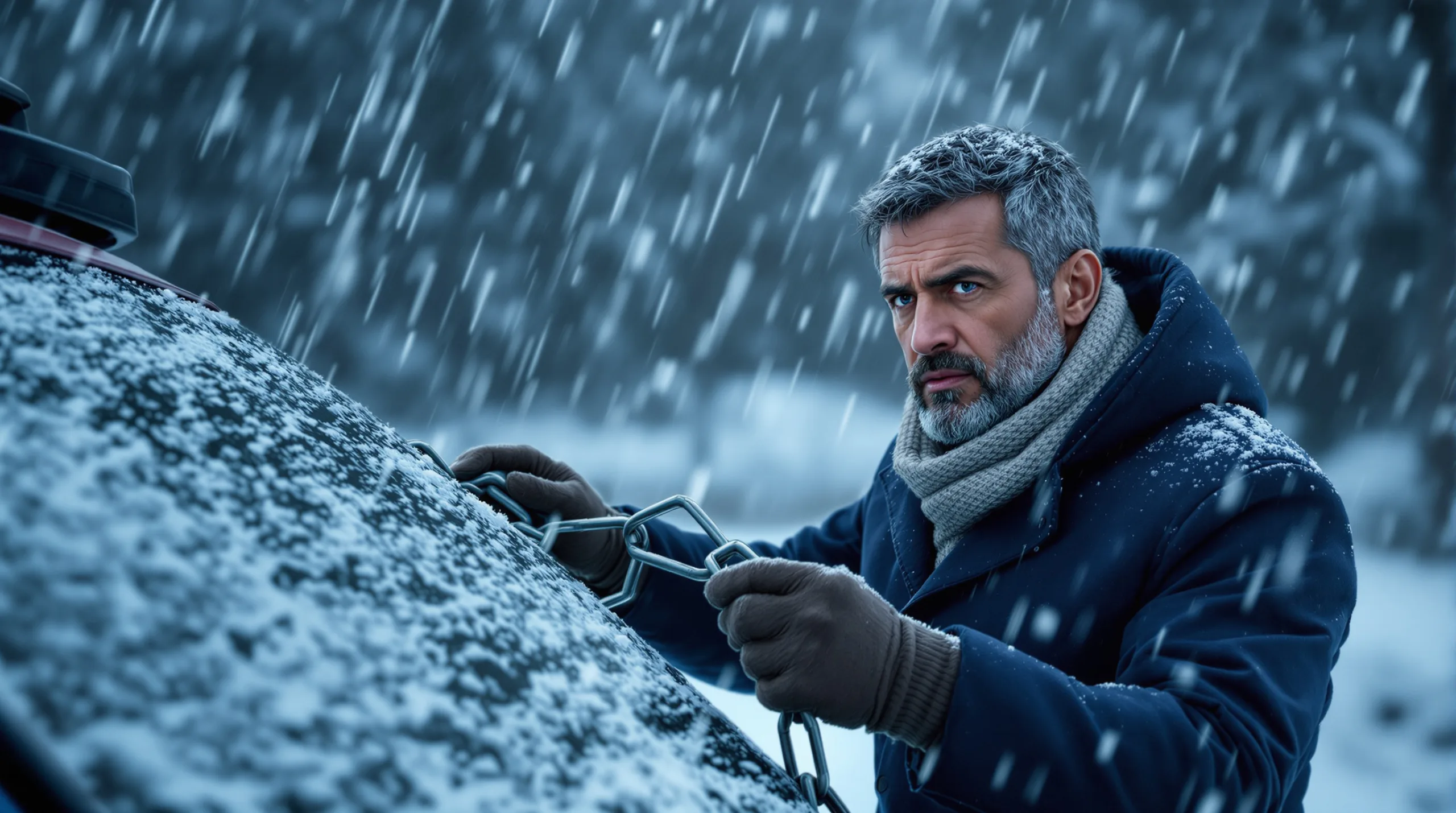 Monter ses chaînes pour la première fois en pleine tempête ? Mauvaise idée, entraînez-vous