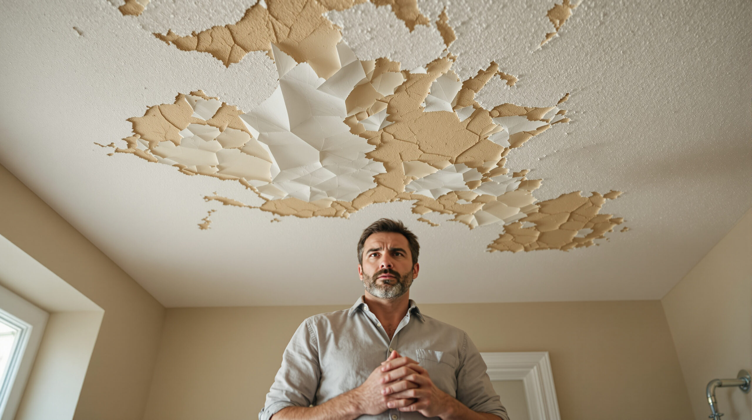 Peinture qui cloque au plafond ? La fuite vient de la salle de bain du dessus